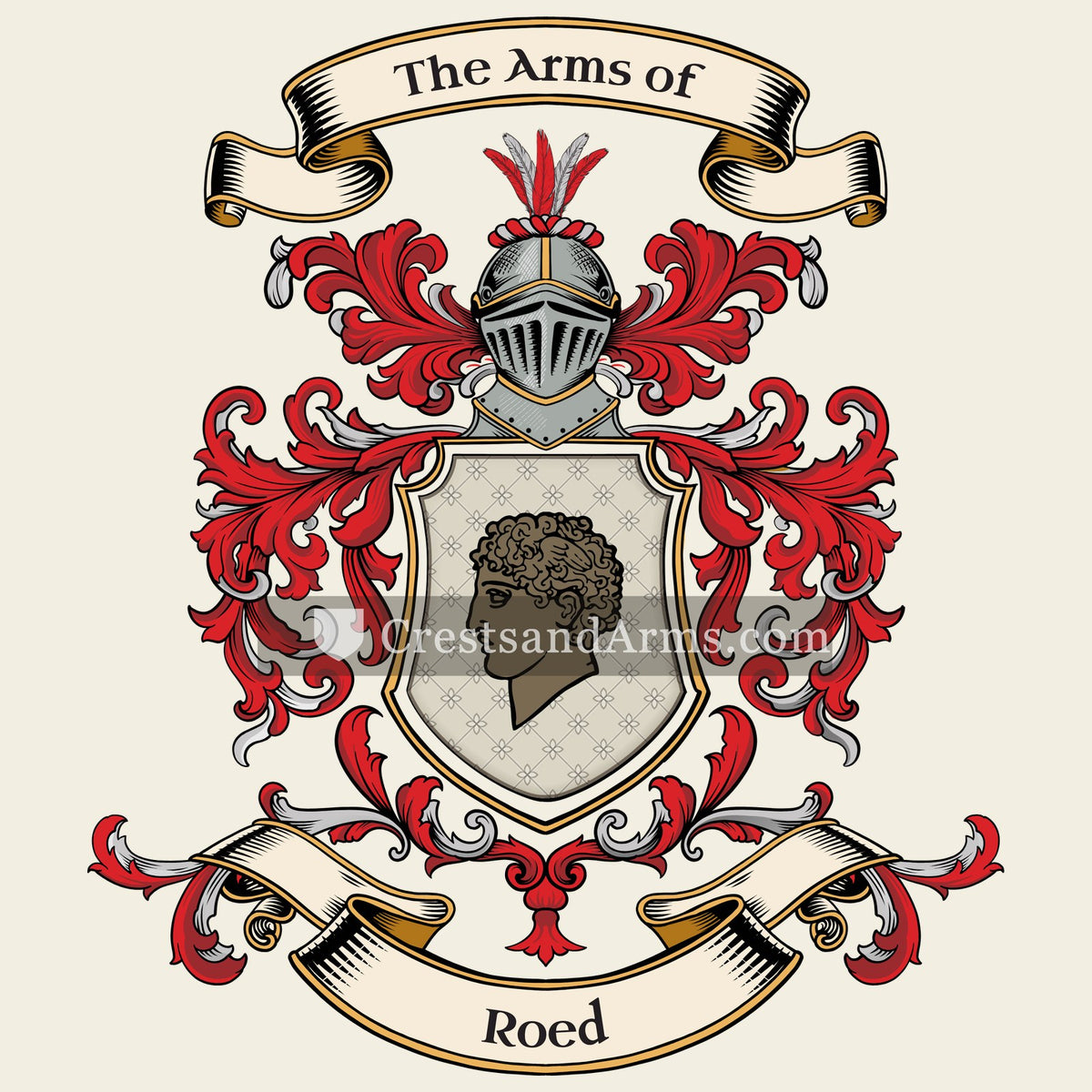 The Roed coat of arms, drawn from the recorded blazon