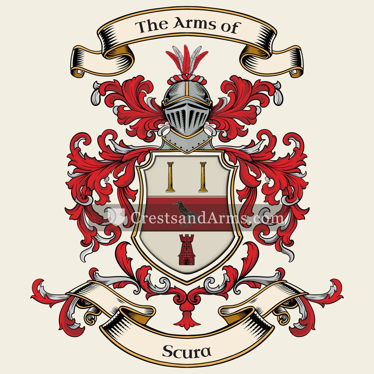 The Scura coat of arms, drawn from the recorded blazon