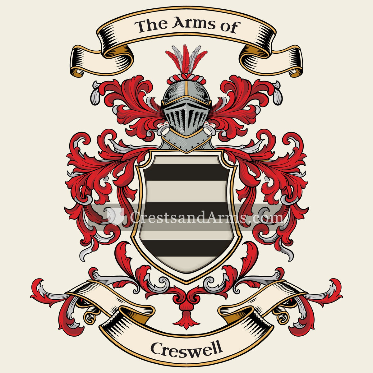 The Creswell coat of arms, drawn from the recorded blazon