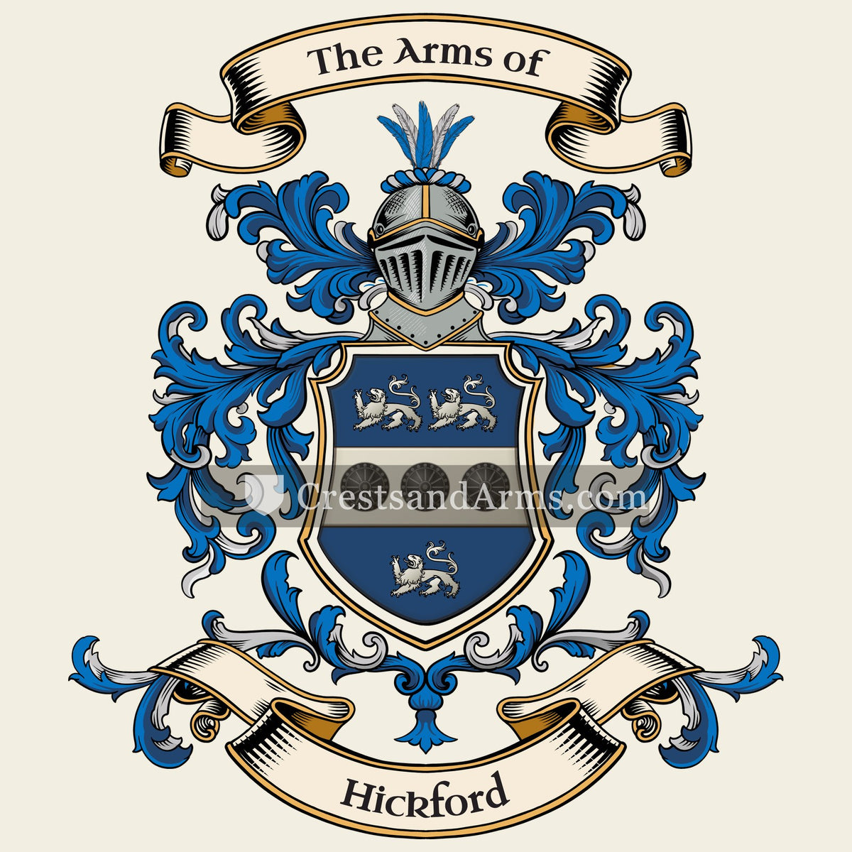 The Hickford coat of arms, drawn from the recorded blazon
