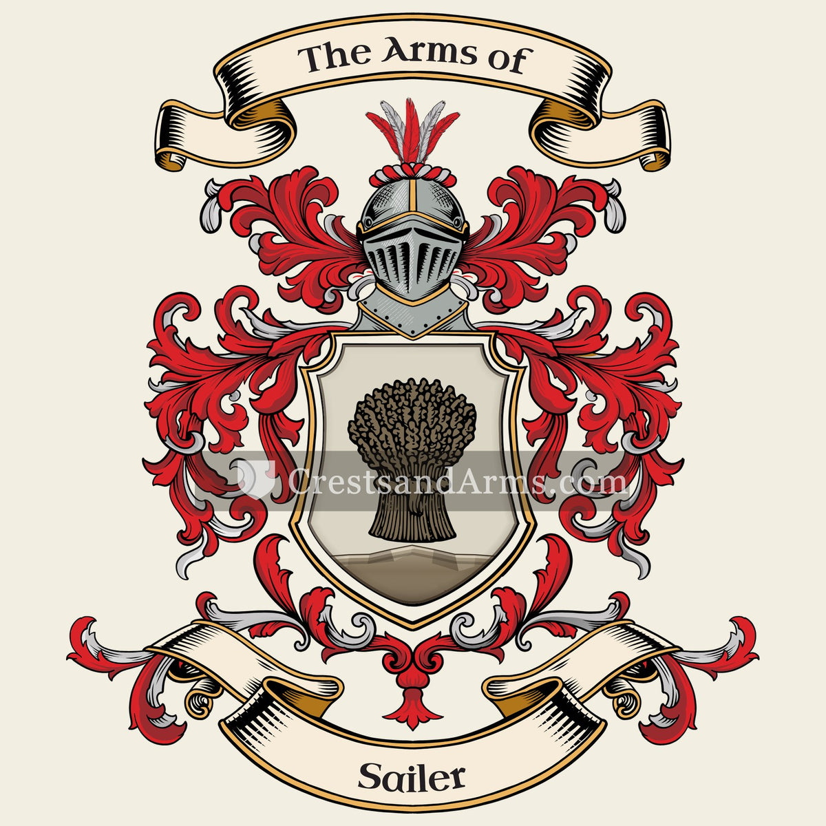 The Sailer coat of arms, drawn from the recorded blazon