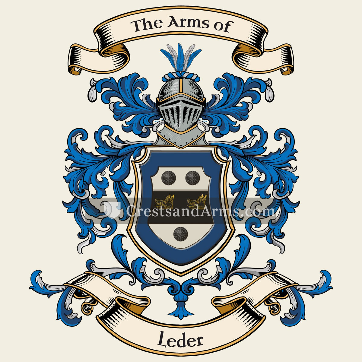 The Leder coat of arms, drawn from the recorded blazon