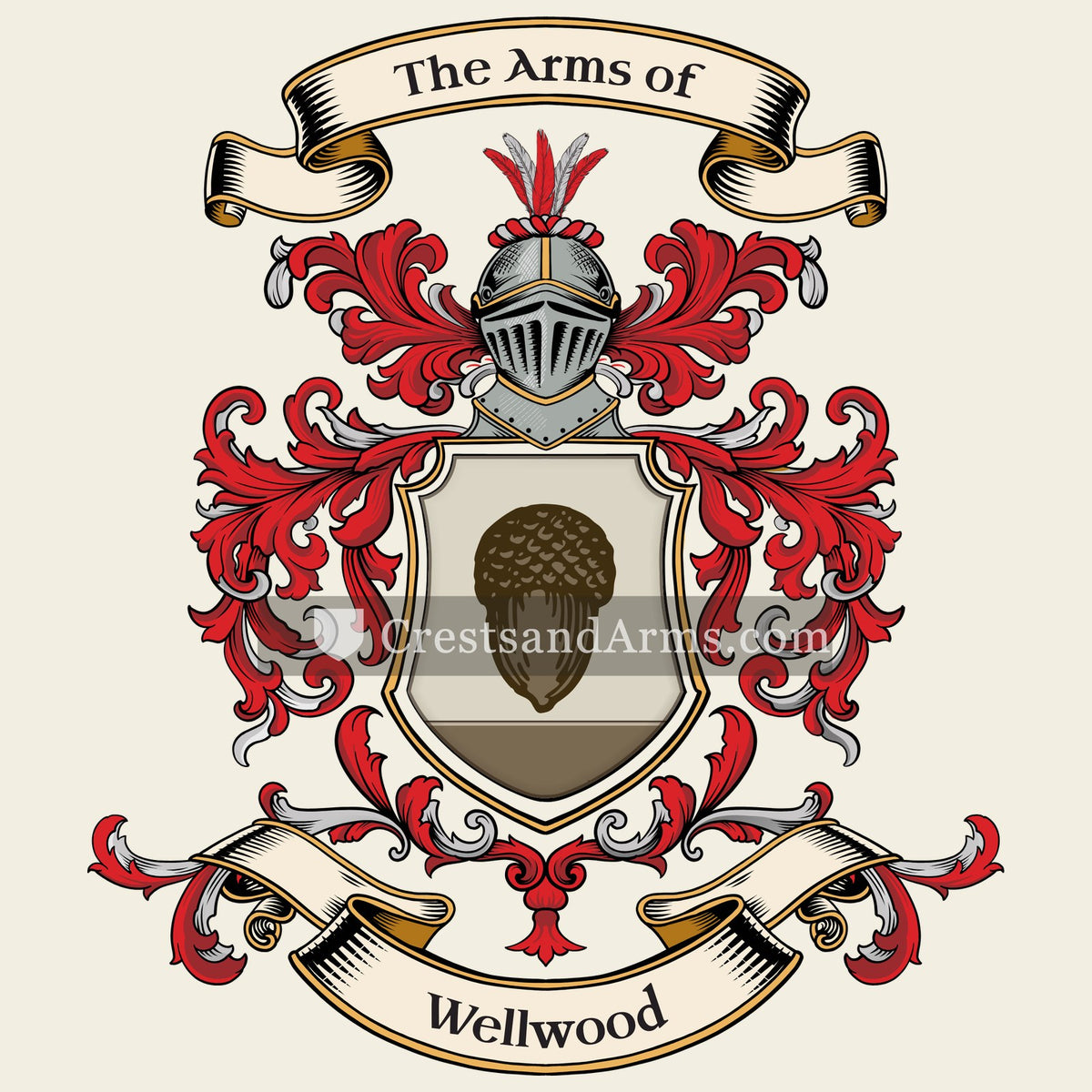 The Wellwood coat of arms, drawn from the recorded blazon