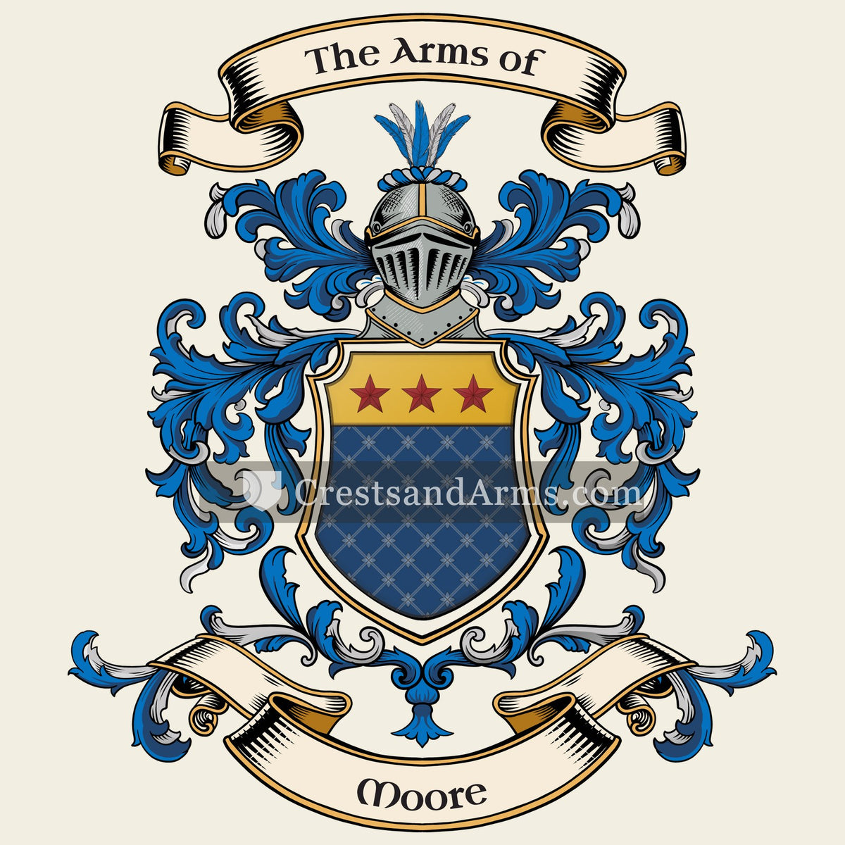 The Moore coat of arms, drawn from the recorded blazon
