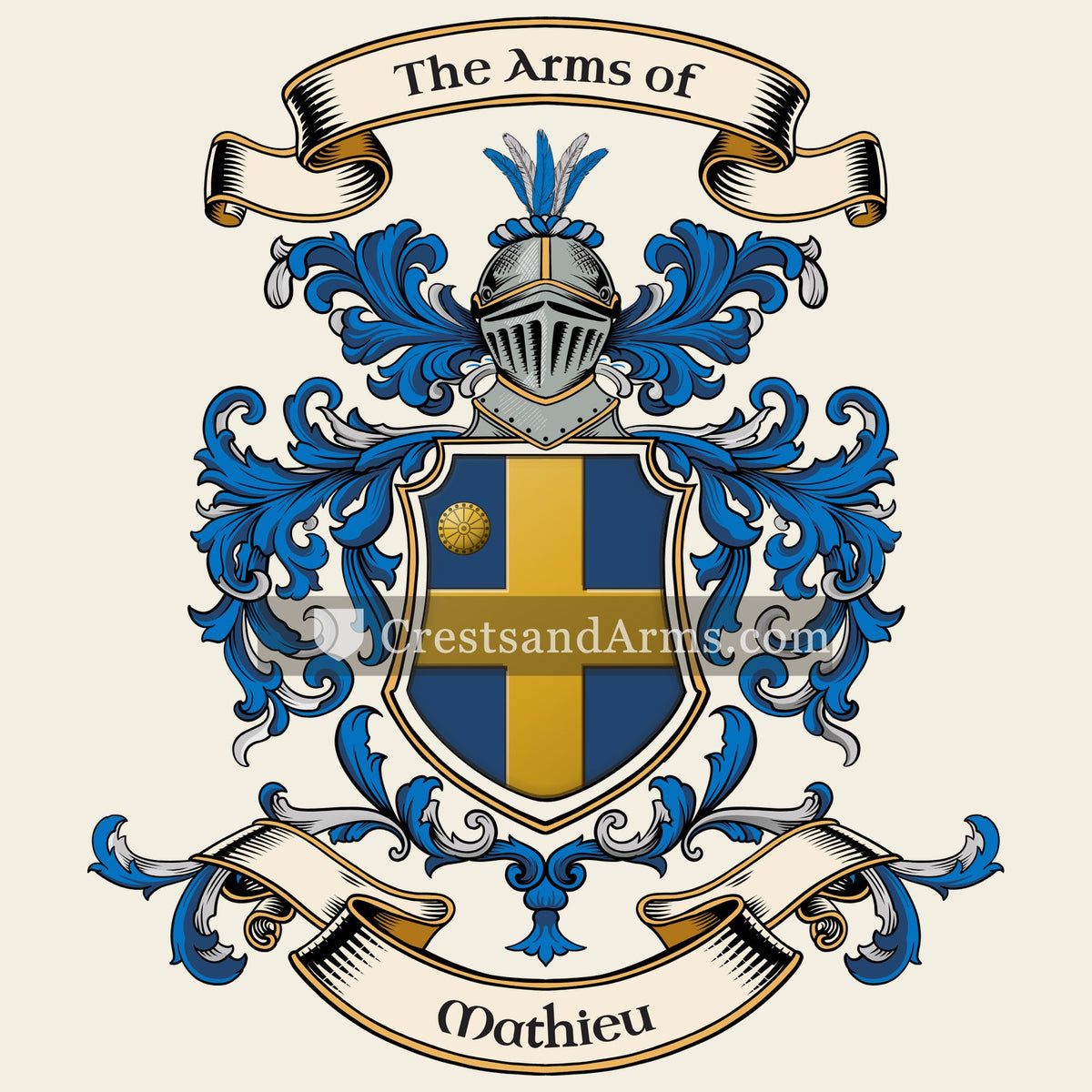 The Mathieu coat of arms, drawn from the recorded blazon
