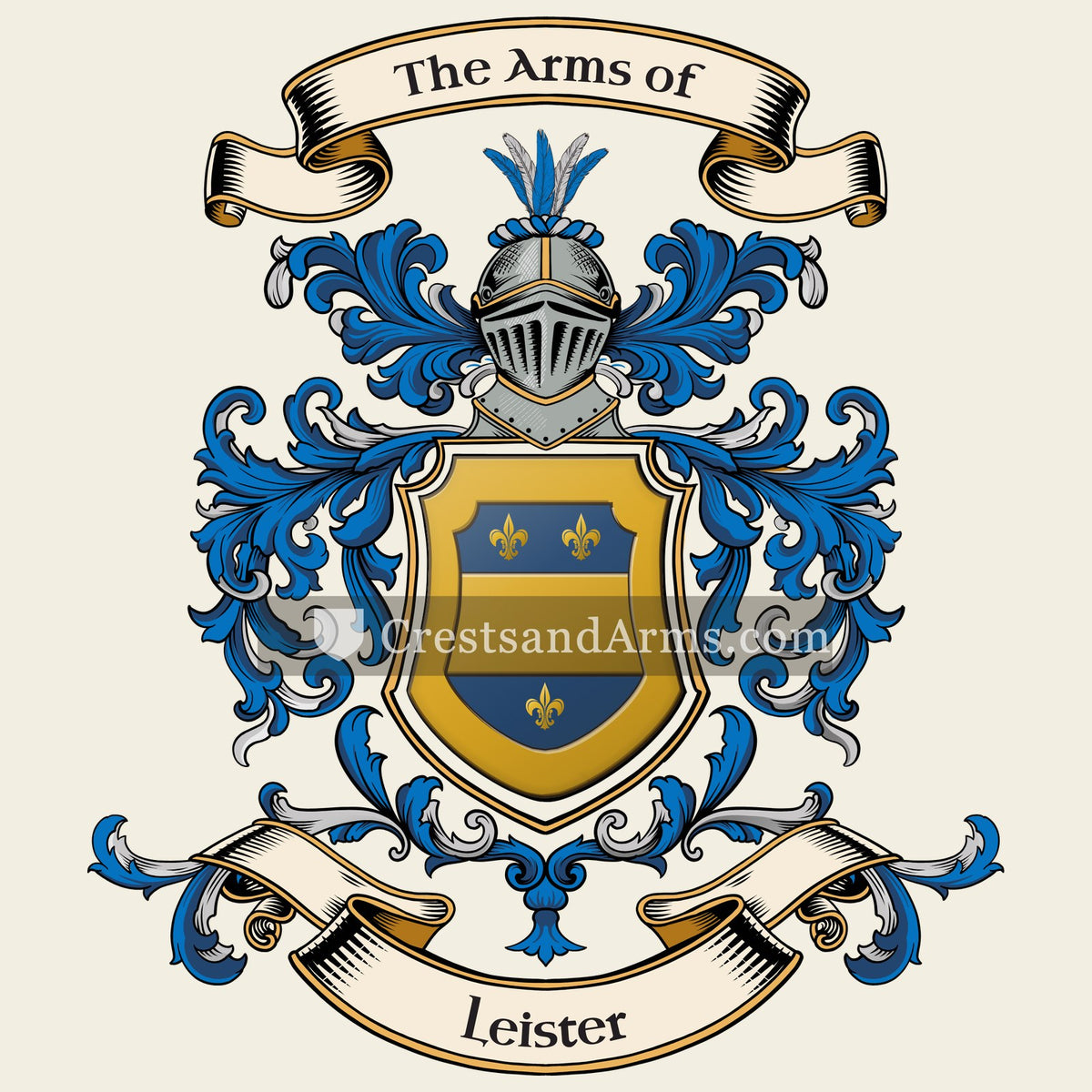 The Leister coat of arms, drawn from the recorded blazon