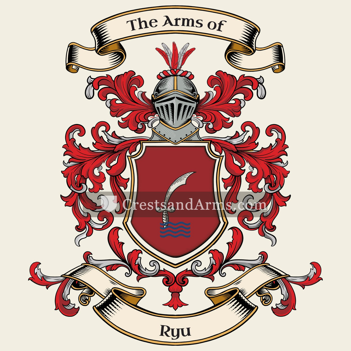 The Ryu coat of arms, drawn from the recorded blazon