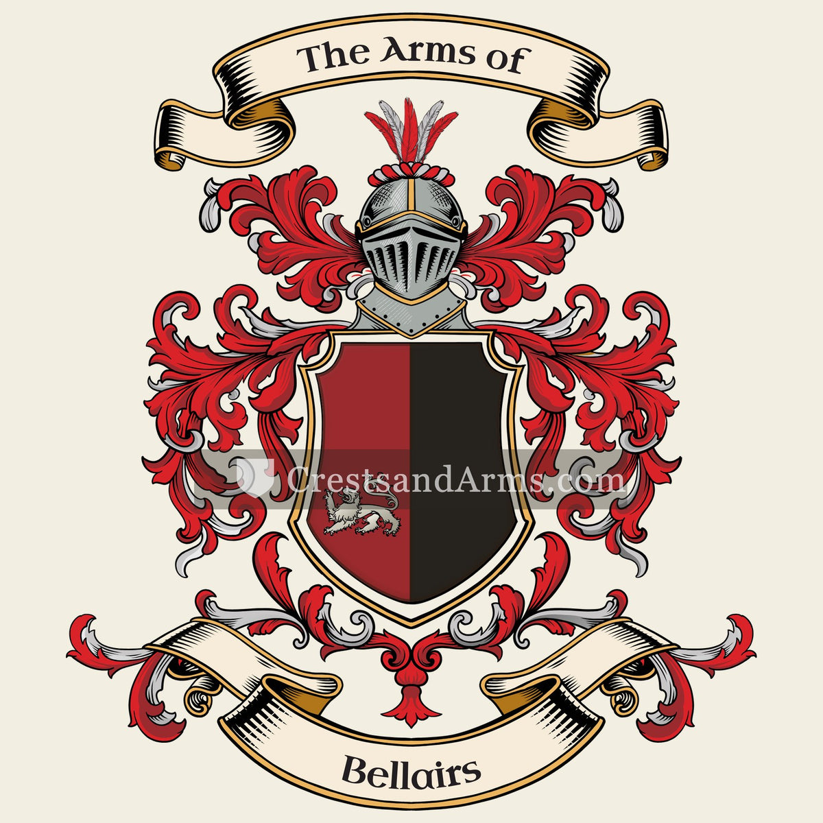 The Bellairs coat of arms, drawn from the recorded blazon