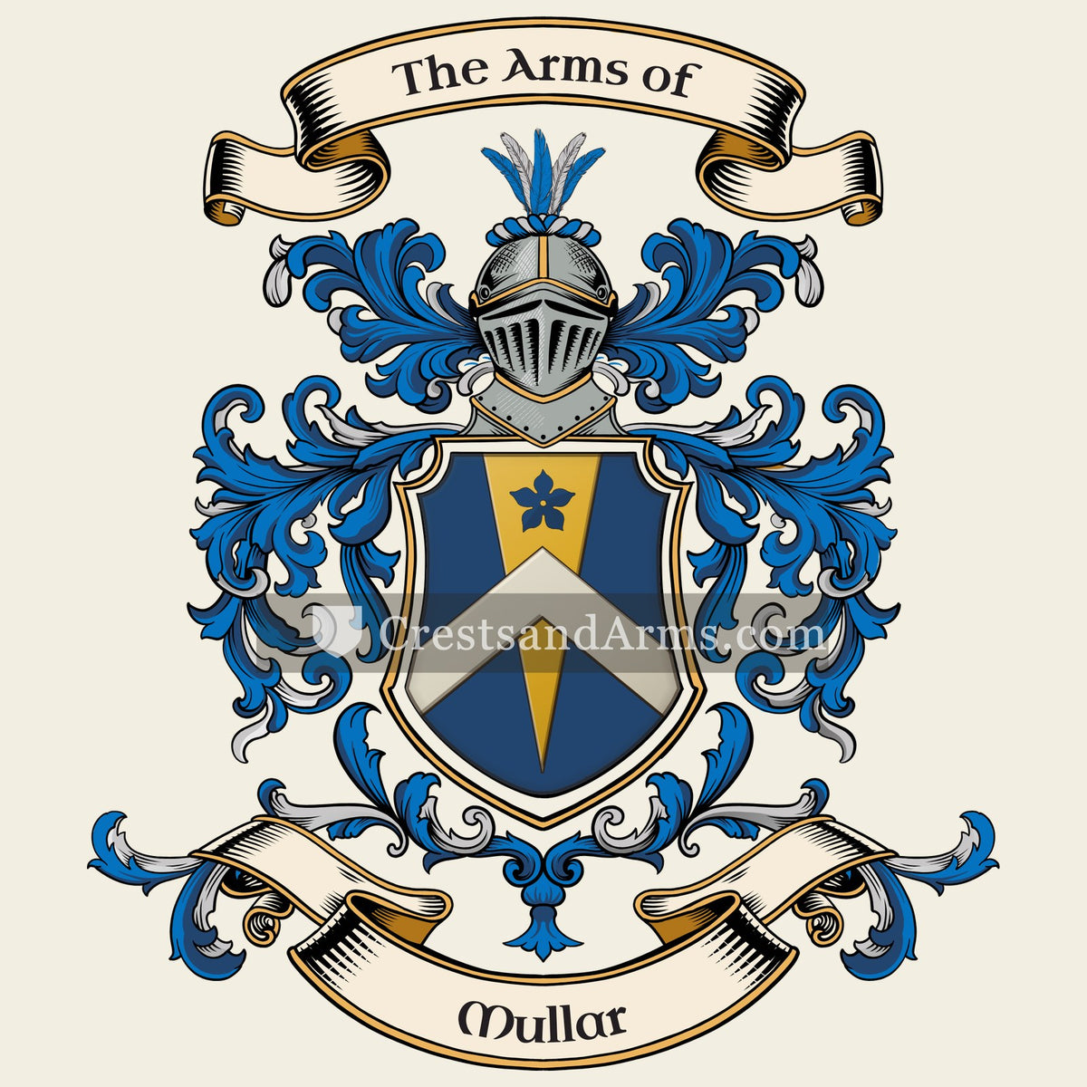 The Mullar coat of arms, drawn from the recorded blazon
