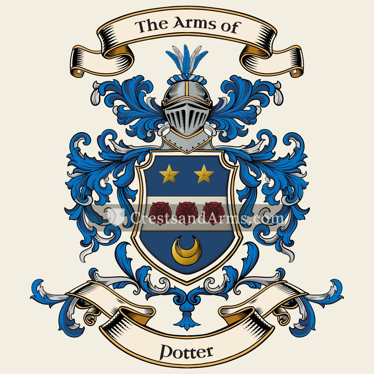 The Potter coat of arms, drawn from the recorded blazon