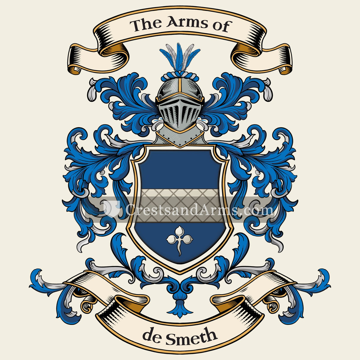 The de Smeth coat of arms, drawn from the recorded blazon