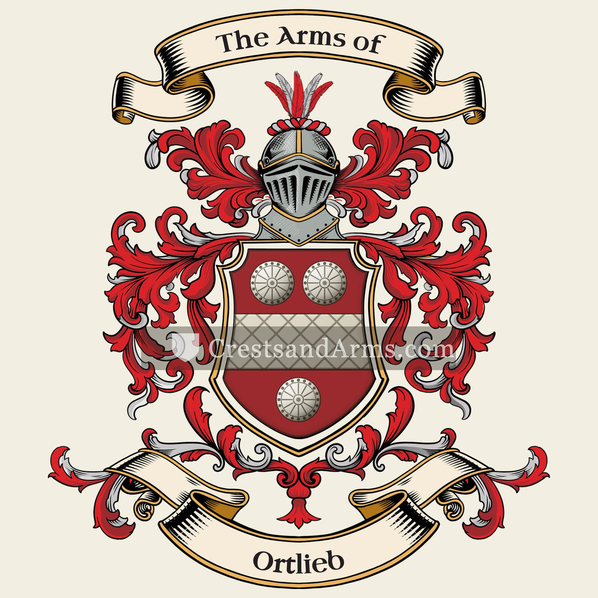 The Ortlieb coat of arms, drawn from the recorded blazon