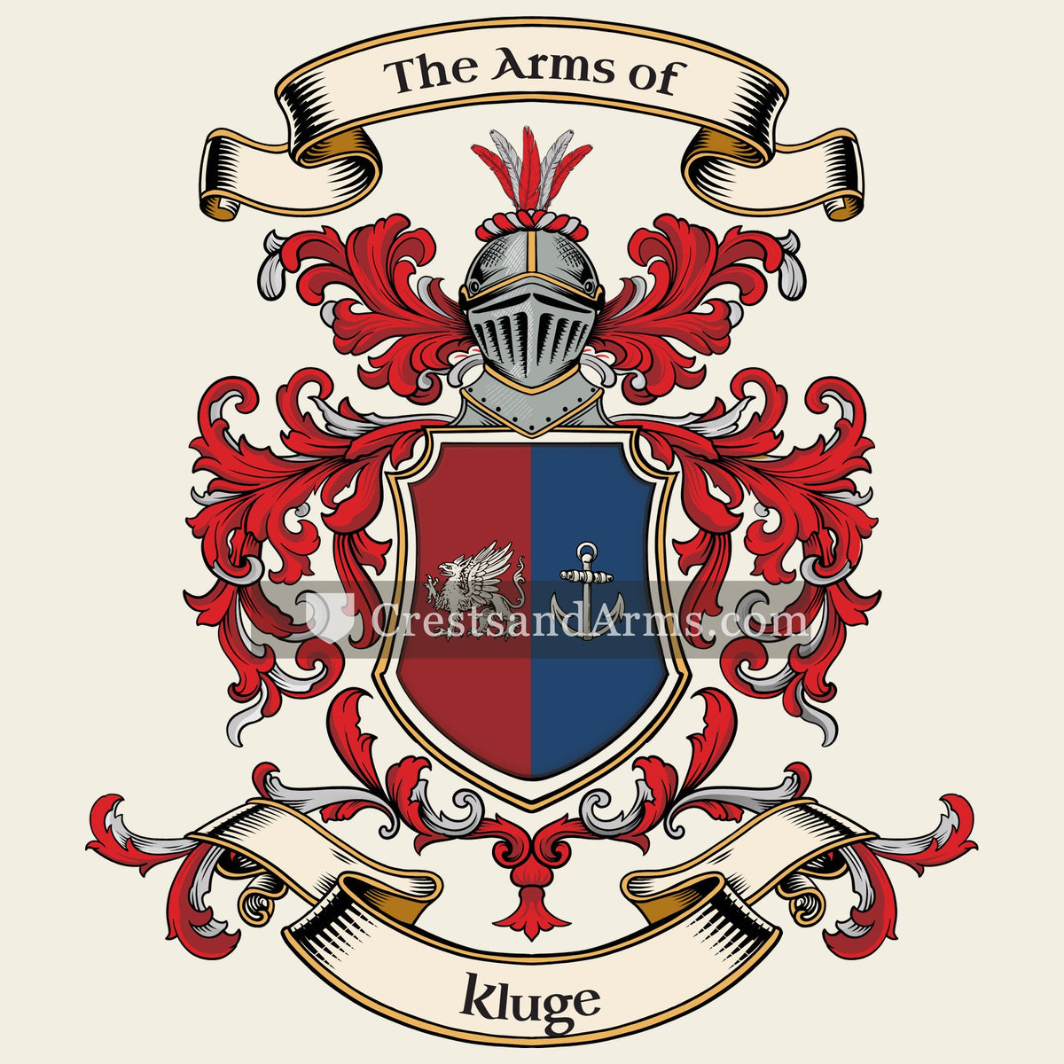 The Kluge coat of arms, drawn from the recorded blazon