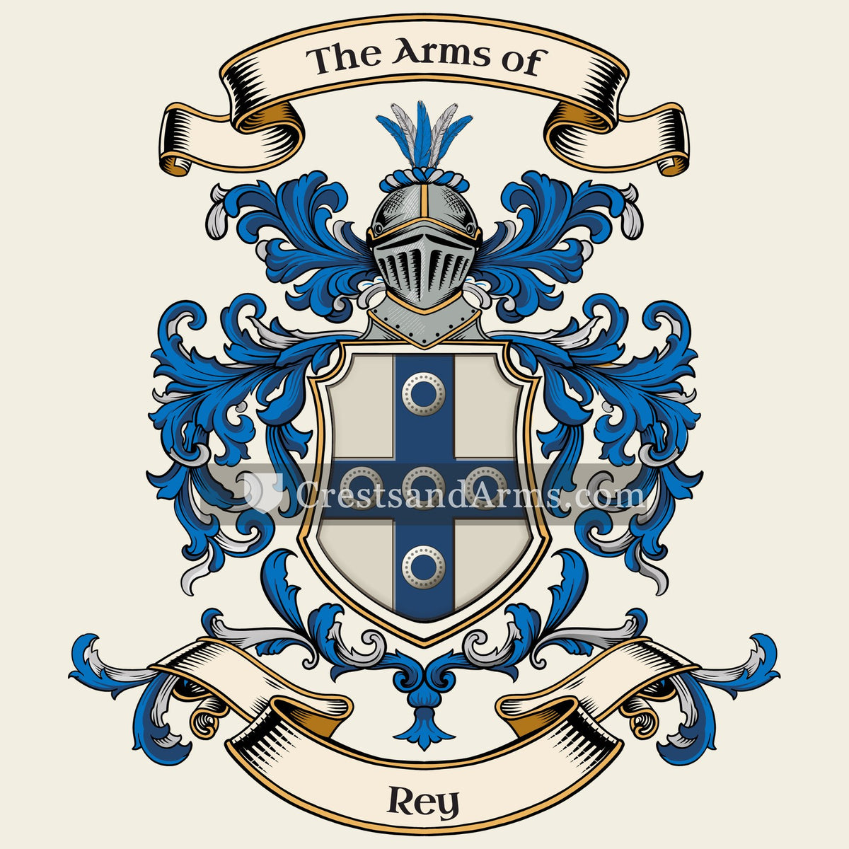 The Rey coat of arms, drawn from the recorded blazon