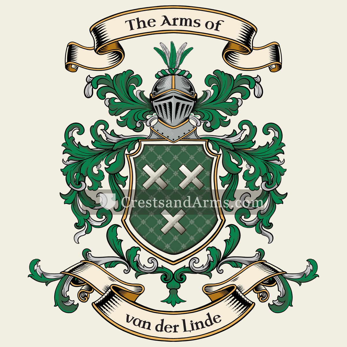 The van der Linde coat of arms, drawn from the recorded blazon