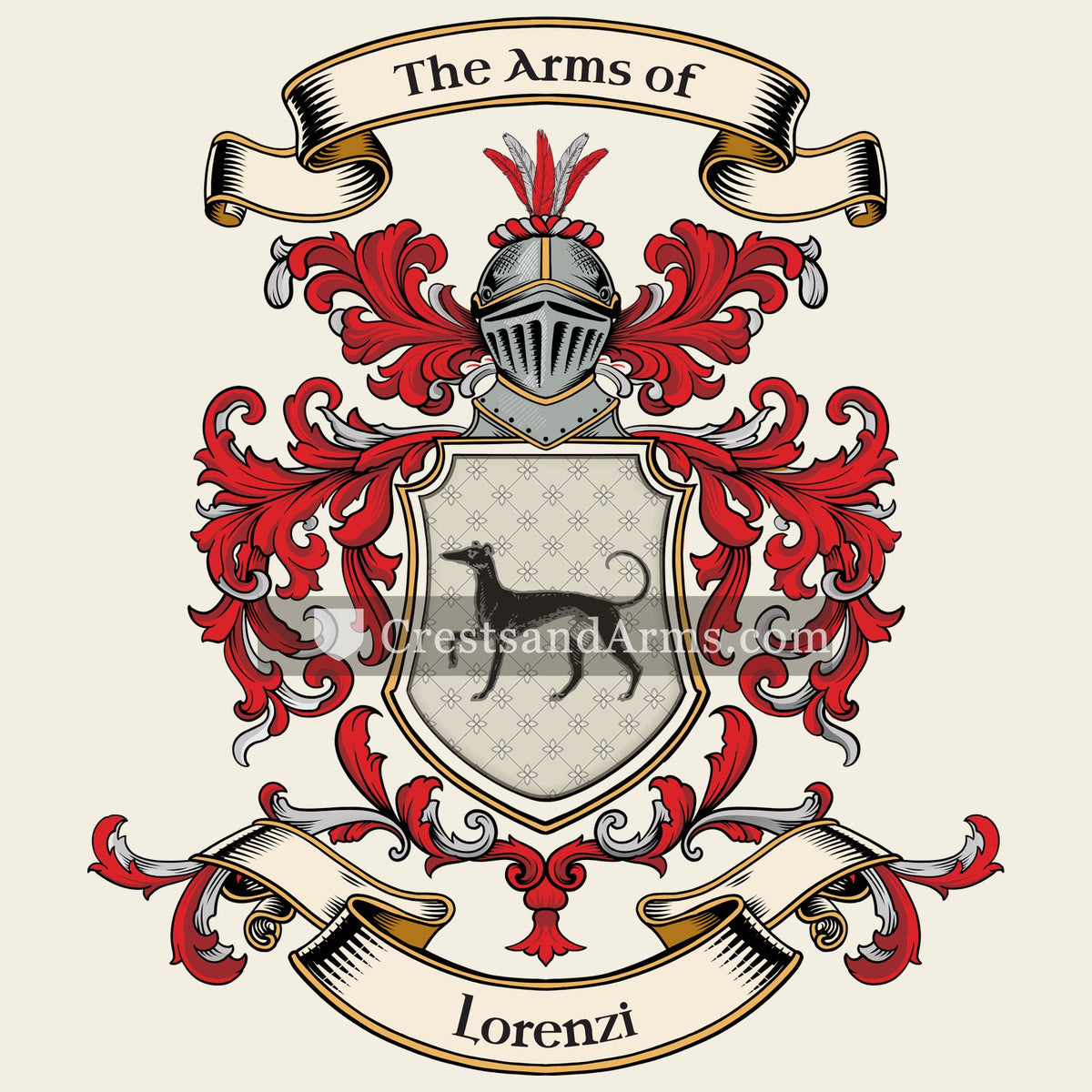 The Lorenzi coat of arms, drawn from the recorded blazon