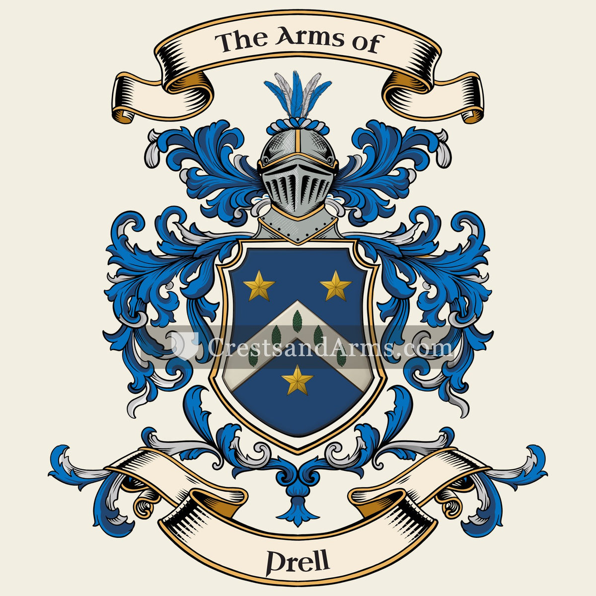 The Prell coat of arms, drawn from the recorded blazon