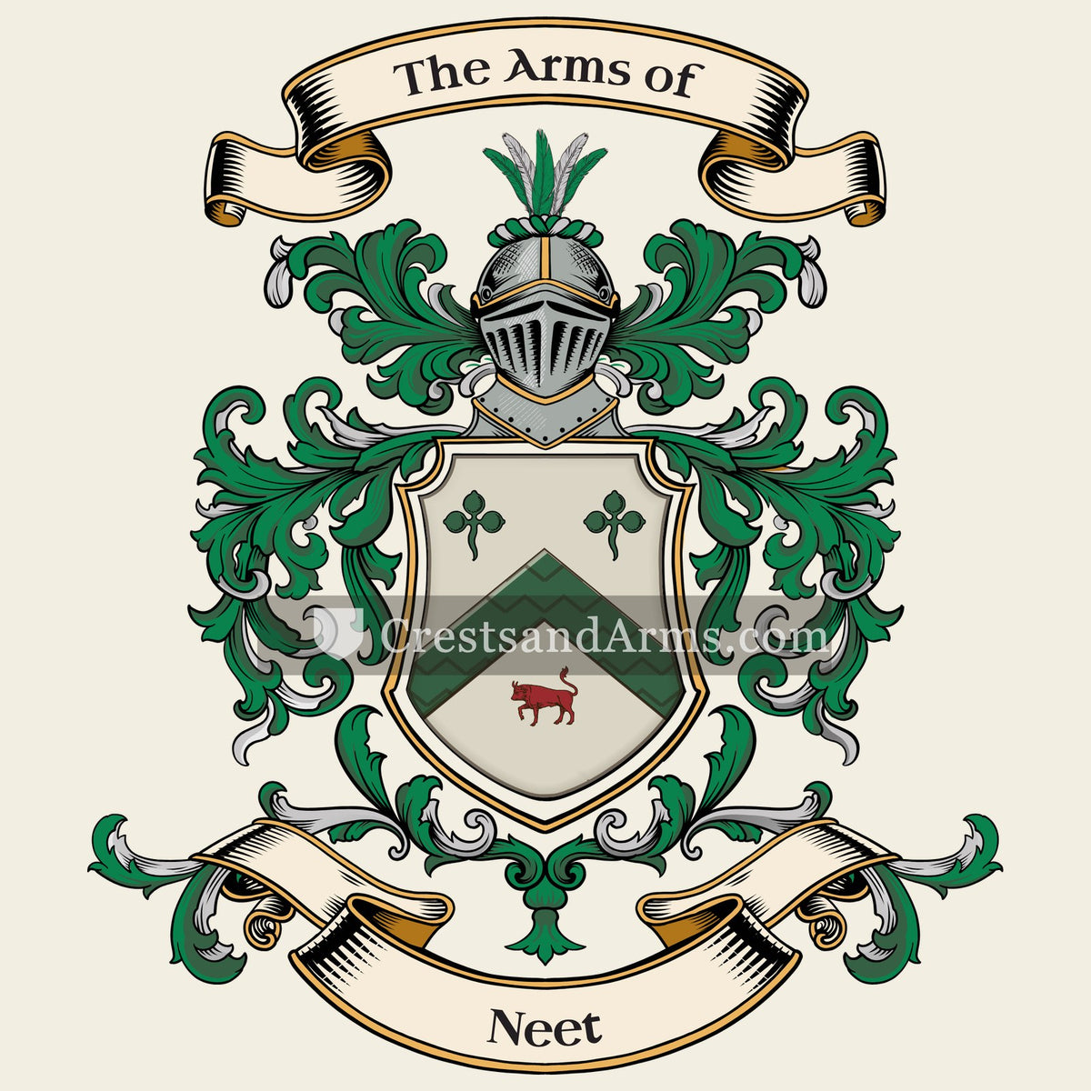 The Neet coat of arms, drawn from the recorded blazon
