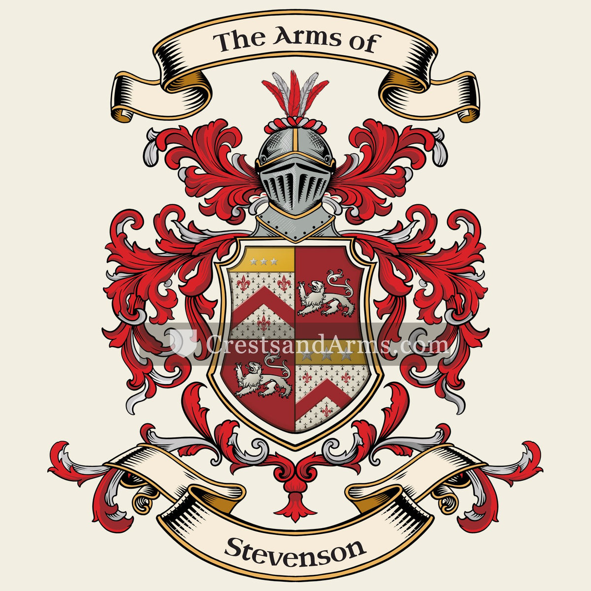 The Stevenson coat of arms, drawn from the recorded blazon