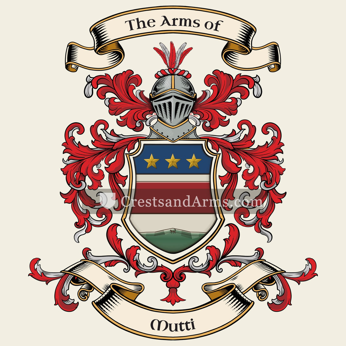 The Mutti coat of arms, drawn from the recorded blazon