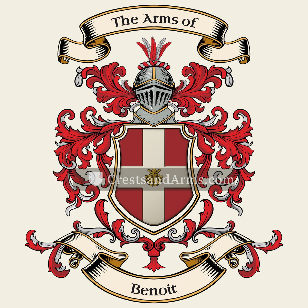 The Benoit coat of arms, drawn from the recorded blazon