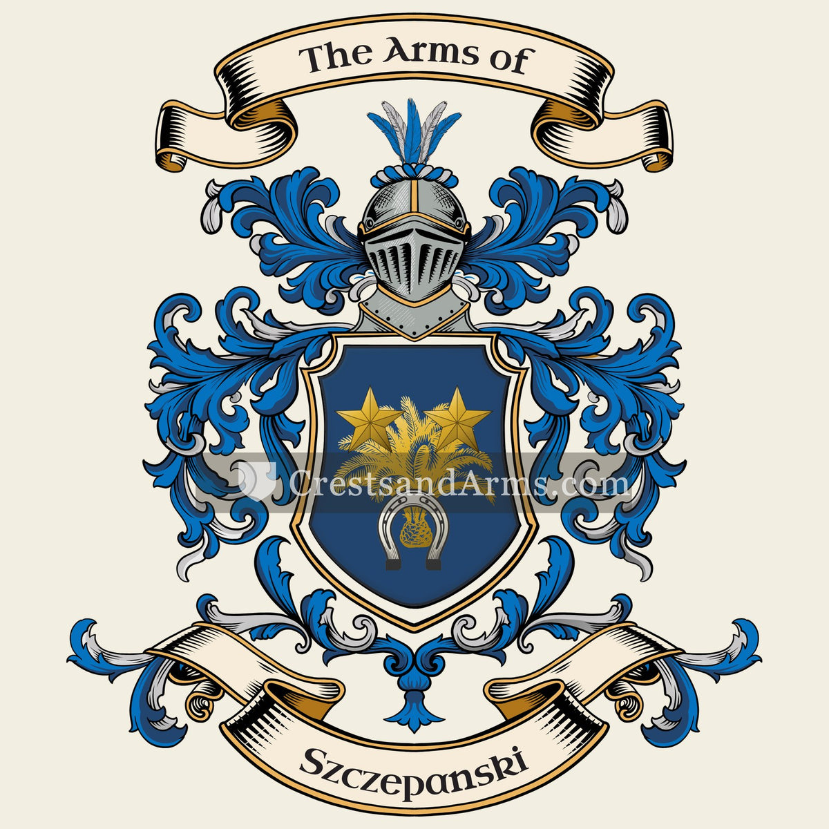 The Szczepanski coat of arms, drawn from the recorded blazon