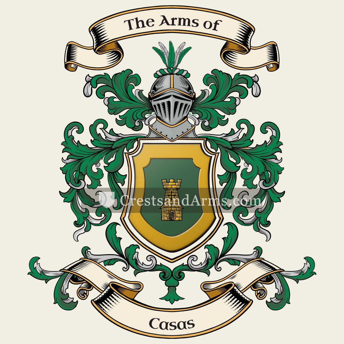 The Casas coat of arms, drawn from the recorded blazon