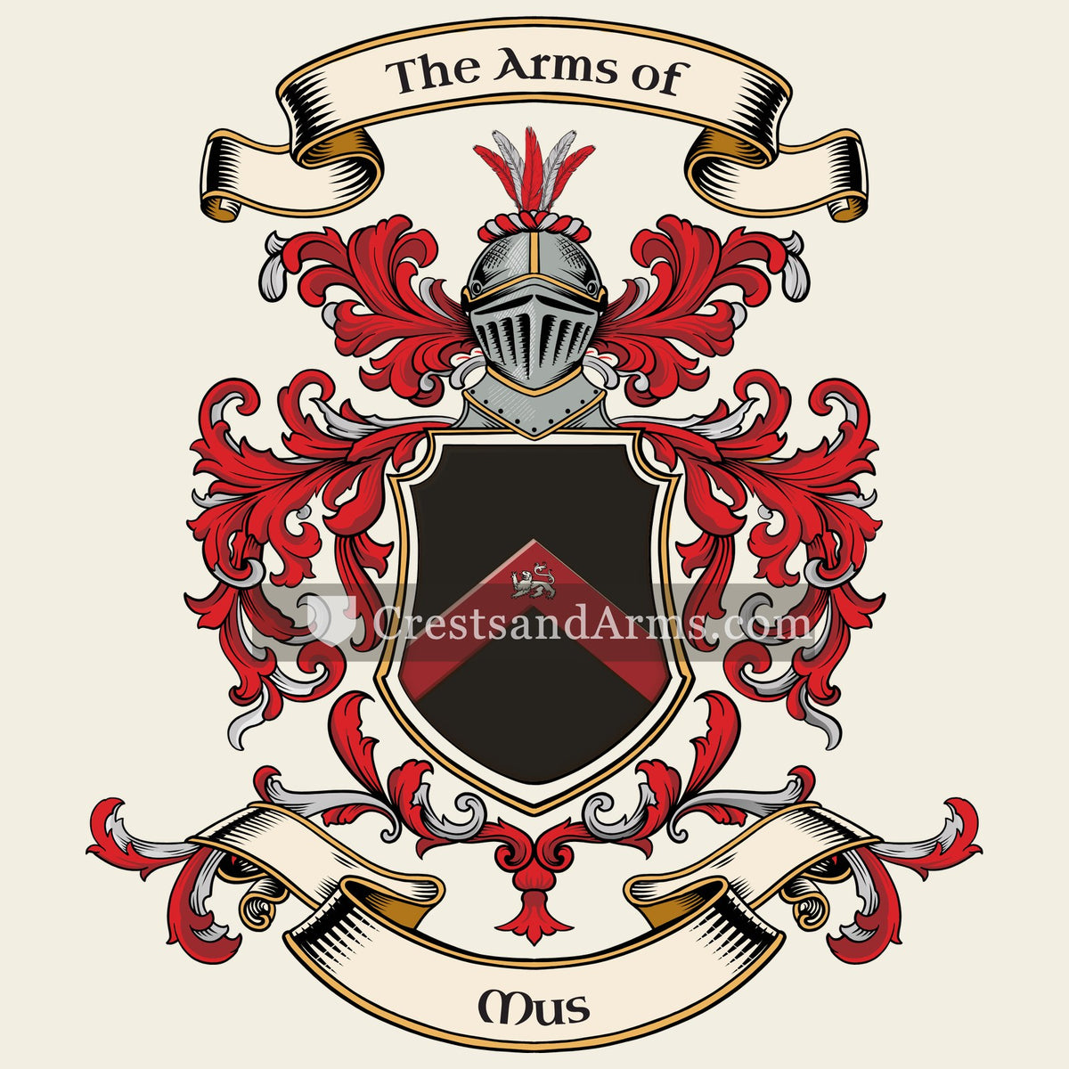 The Mus coat of arms, drawn from the recorded blazon