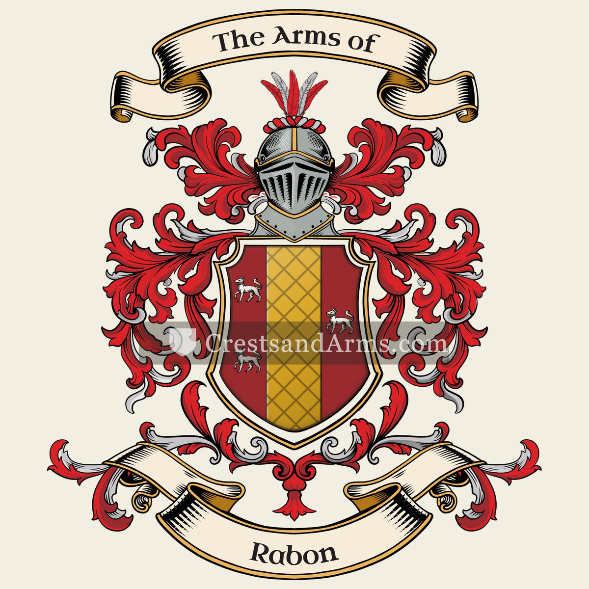 The Rabon coat of arms, drawn from the recorded blazon