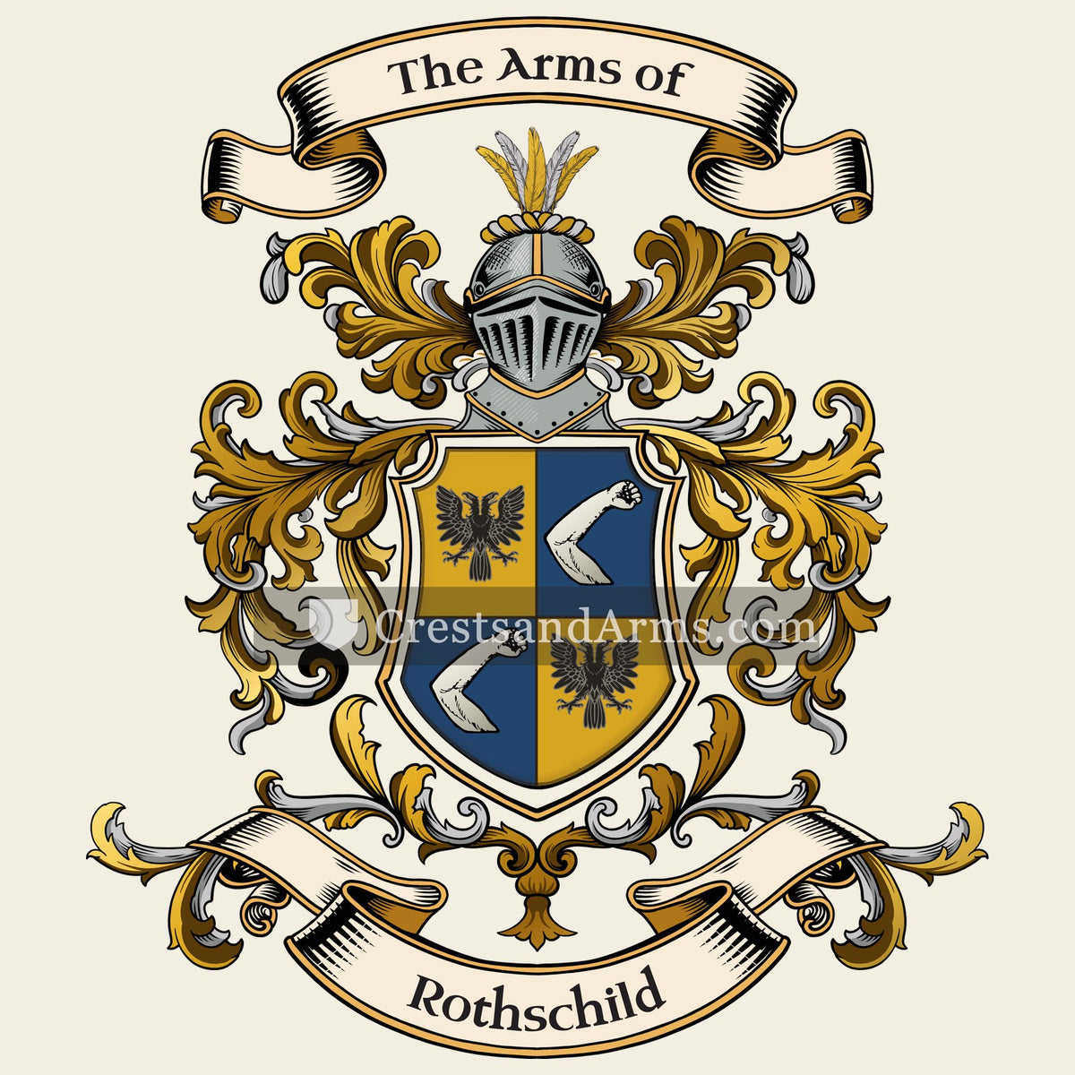 The Rothschild coat of arms, drawn from the recorded blazon