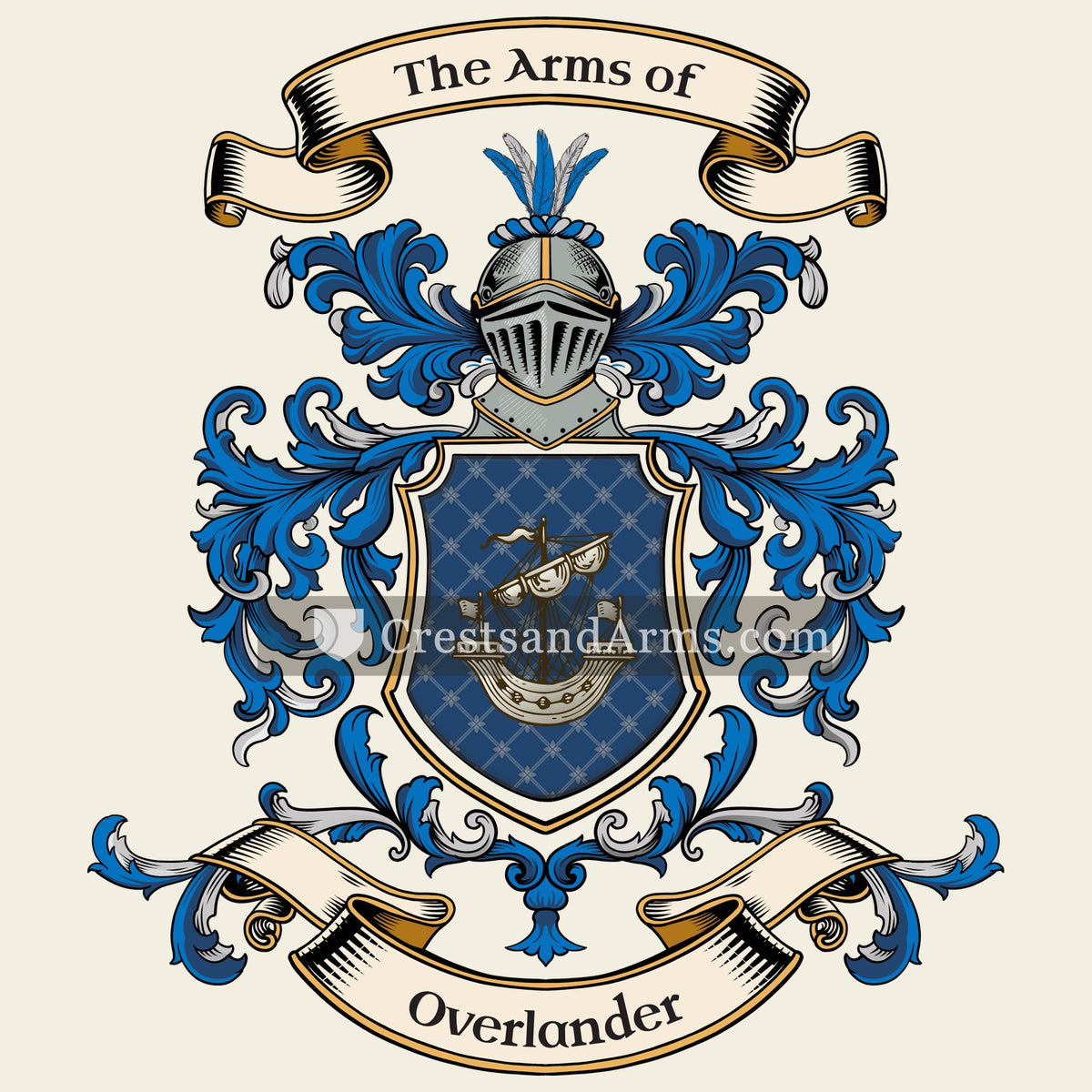 The Overlander coat of arms, drawn from the recorded blazon