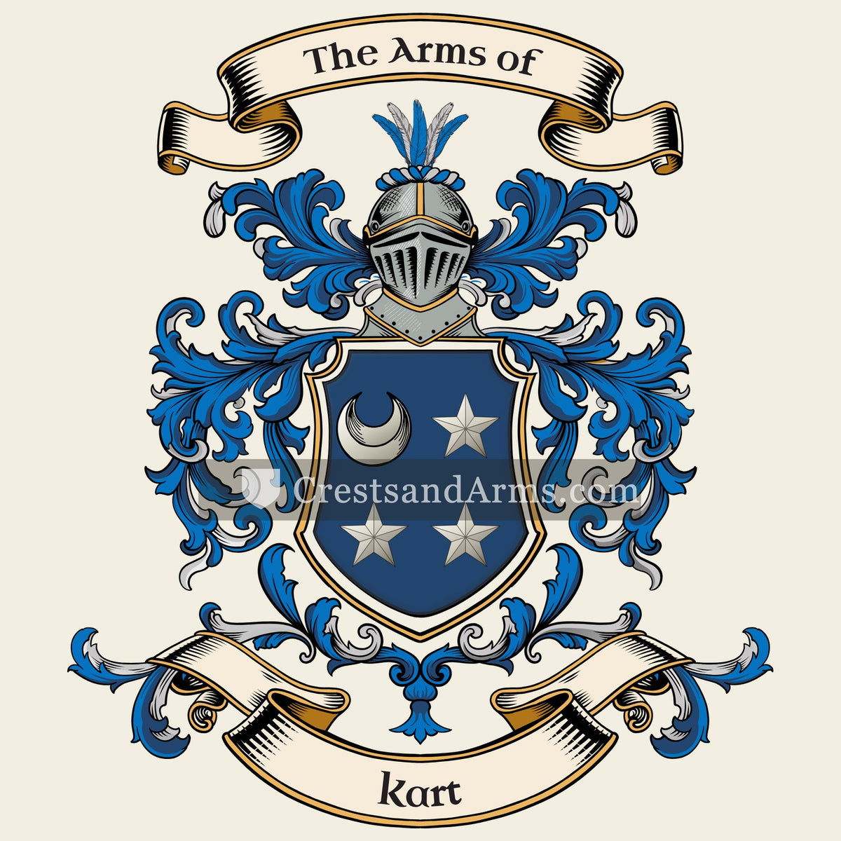 The Kart coat of arms, drawn from the recorded blazon