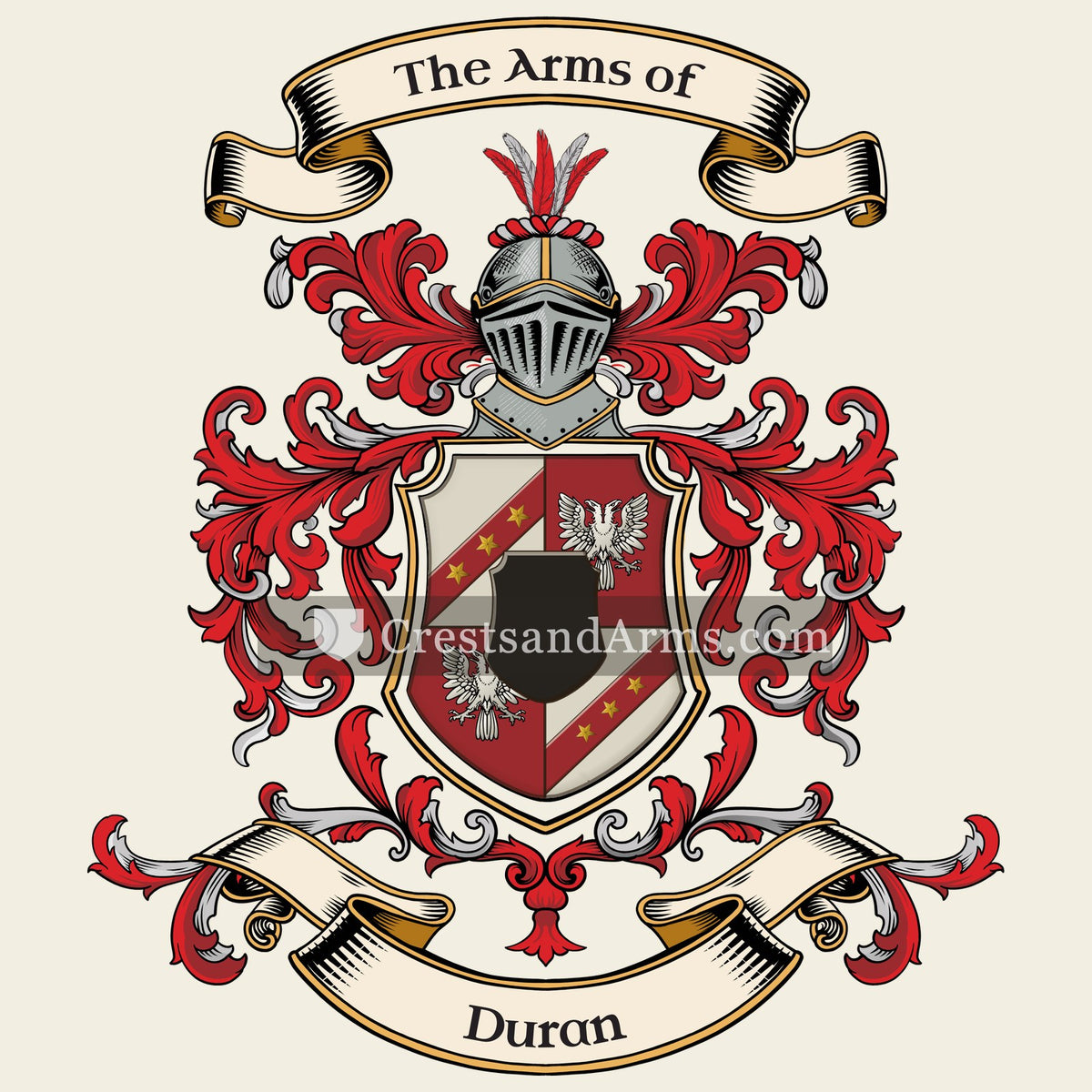 The Duran coat of arms, drawn from the recorded blazon