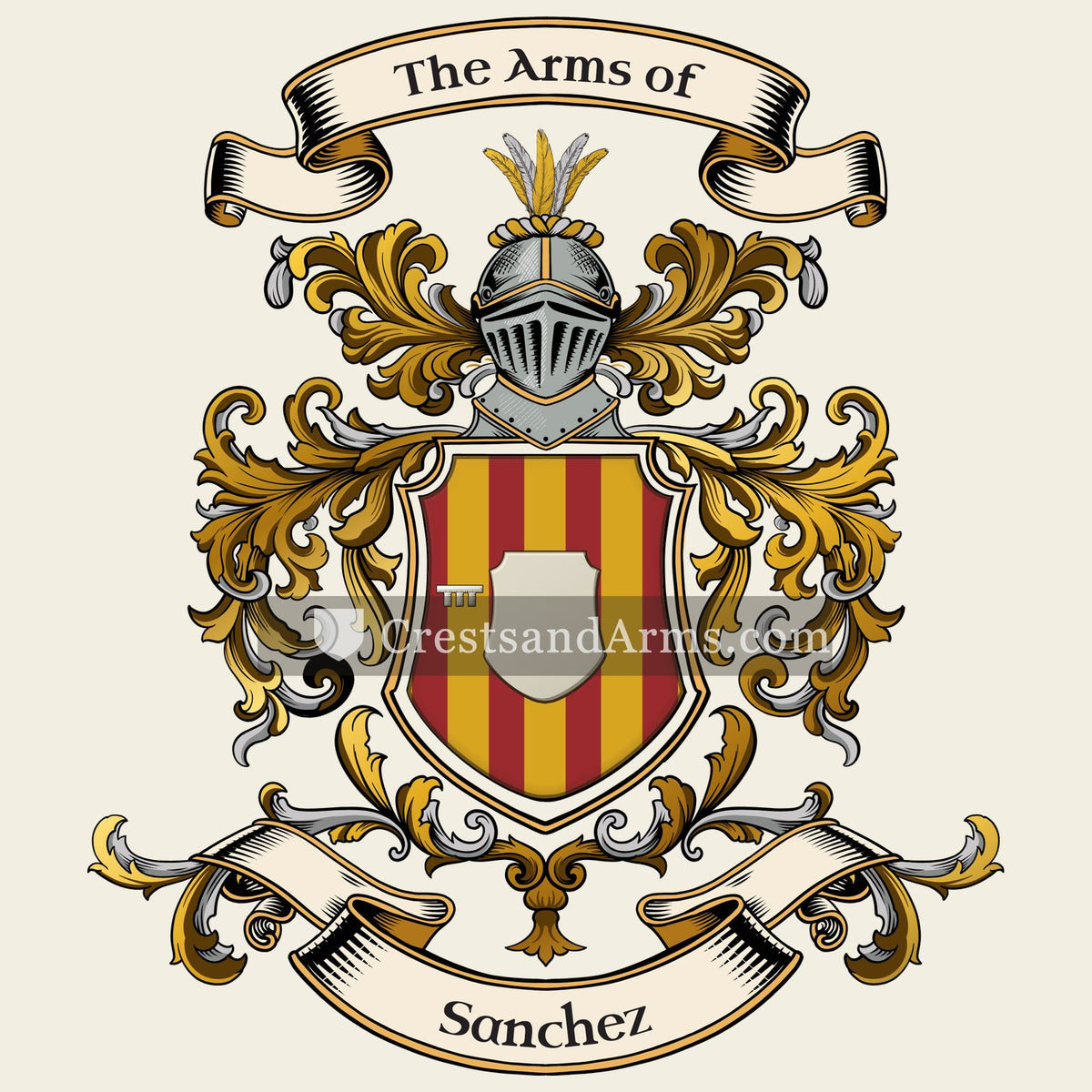 The Sanchez coat of arms, drawn from the recorded blazon