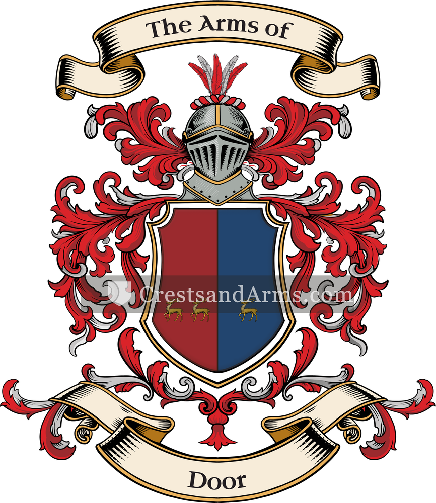 The Door coat of arms, drawn from the recorded blazon