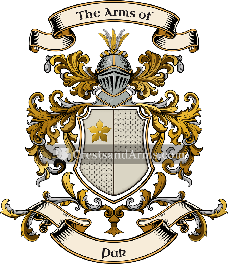 The Pak coat of arms, drawn from the recorded blazon