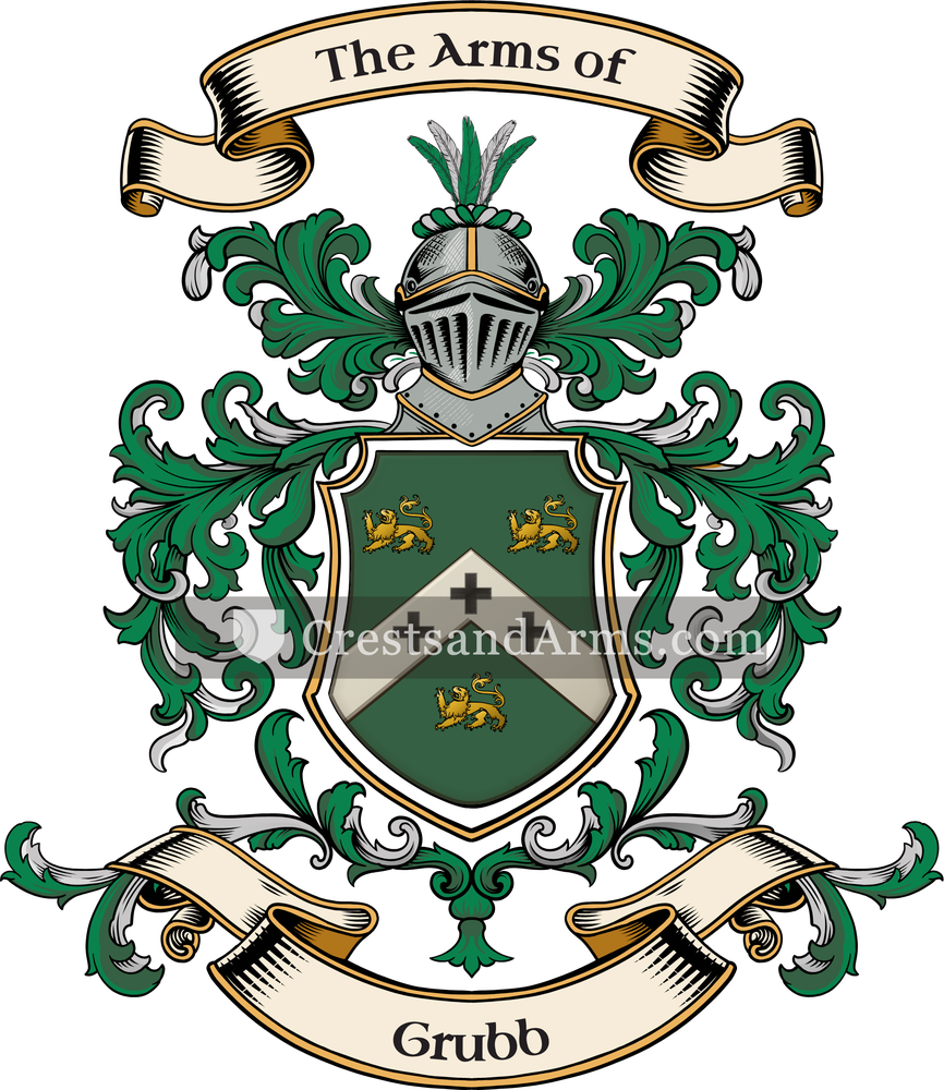 The Grubb coat of arms, drawn from the recorded blazon
