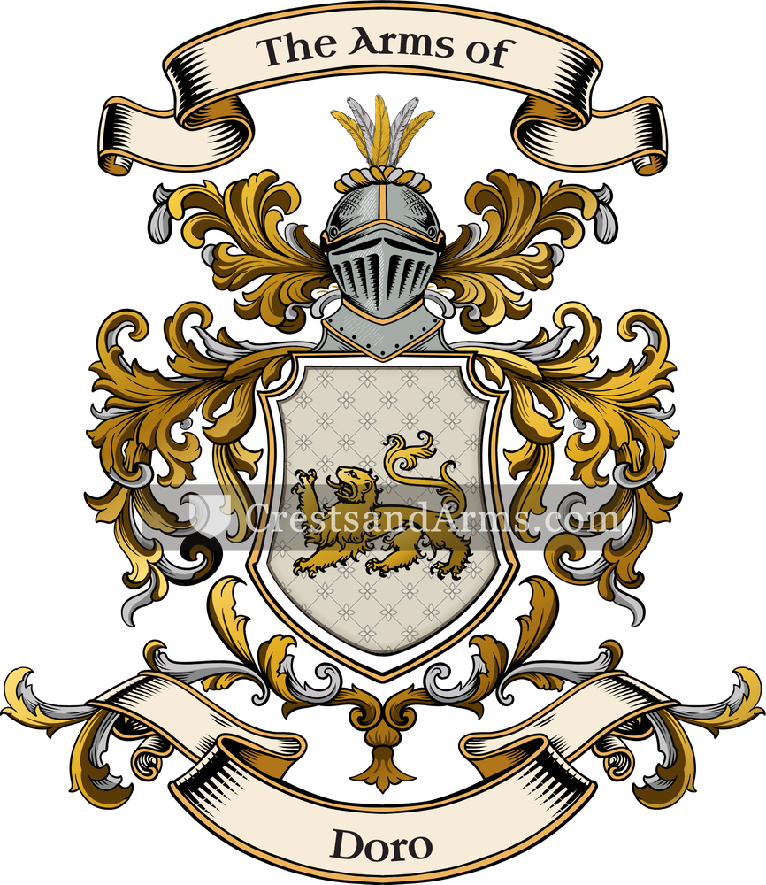 The Doro coat of arms, drawn from the recorded blazon