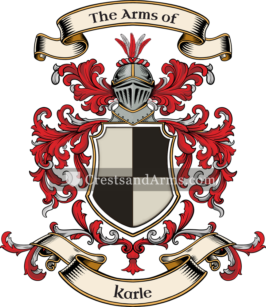 The Karle coat of arms, drawn from the recorded blazon