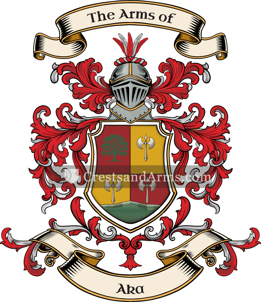 The Aka coat of arms, drawn from the recorded blazon