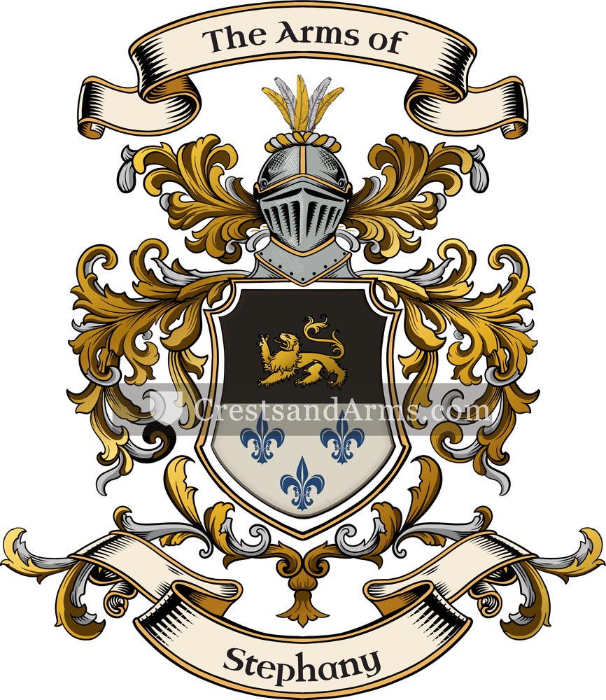 The Stephany coat of arms, drawn from the recorded blazon