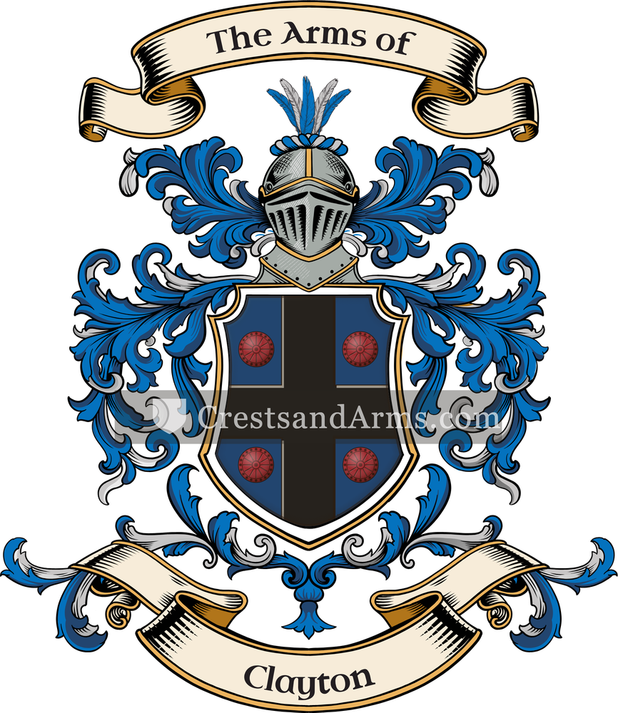 The Clayton coat of arms, drawn from the recorded blazon