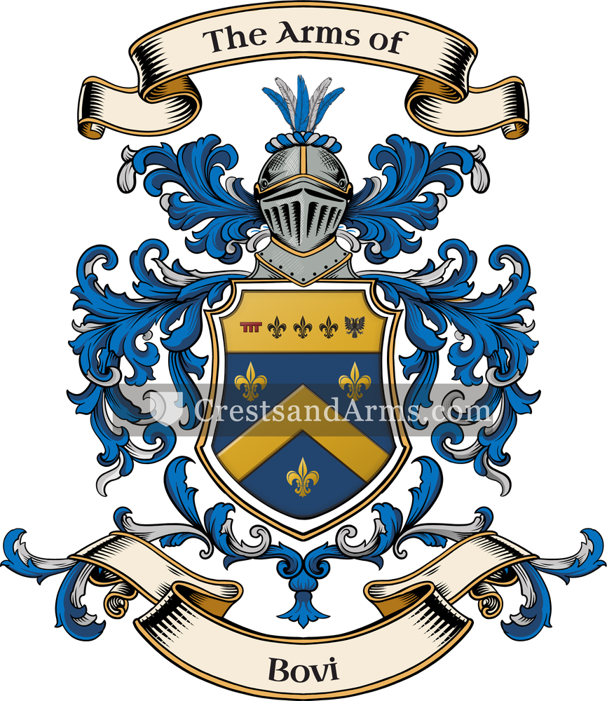 The Bovi coat of arms, drawn from the recorded blazon