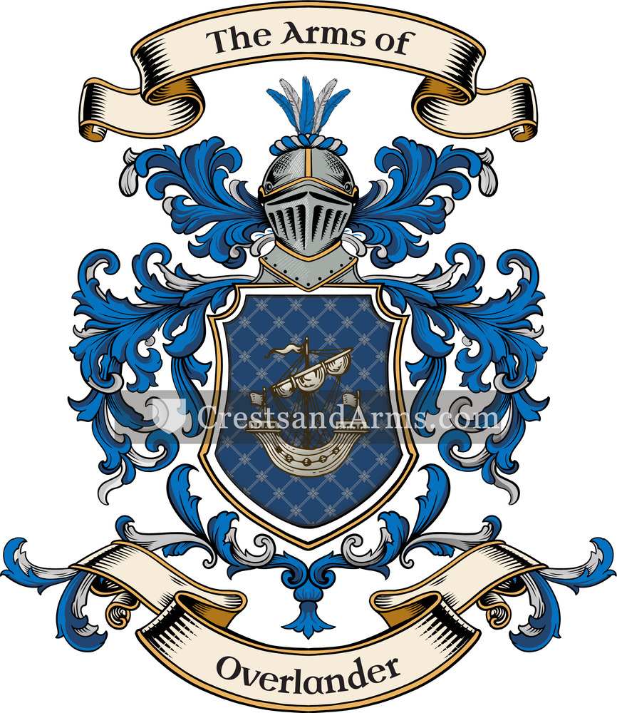 The Overlander coat of arms, drawn from the recorded blazon