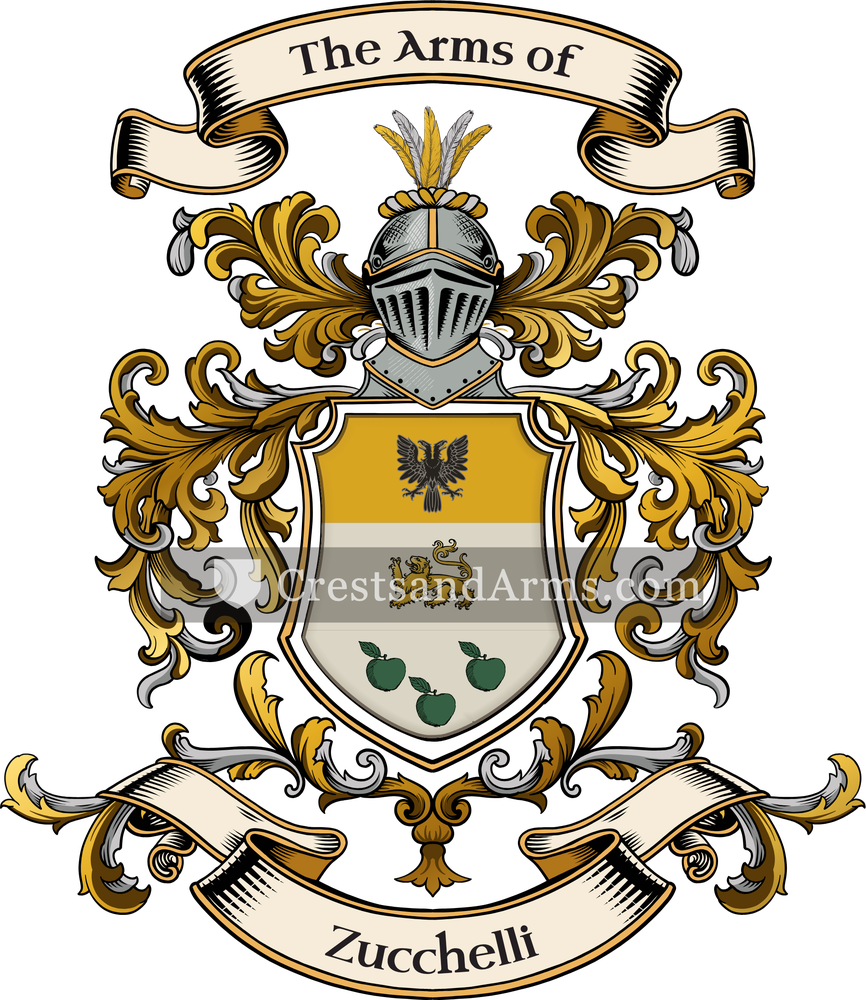 The Zucchelli coat of arms, drawn from the recorded blazon