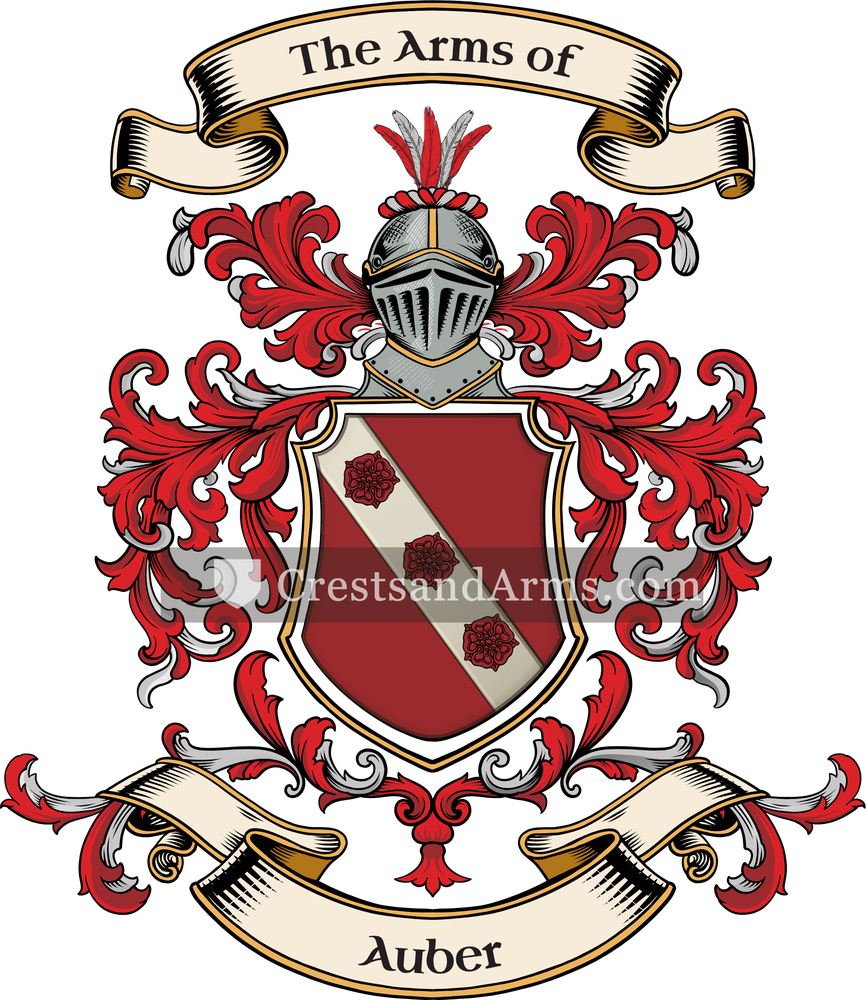 The Auber coat of arms, drawn from the recorded blazon