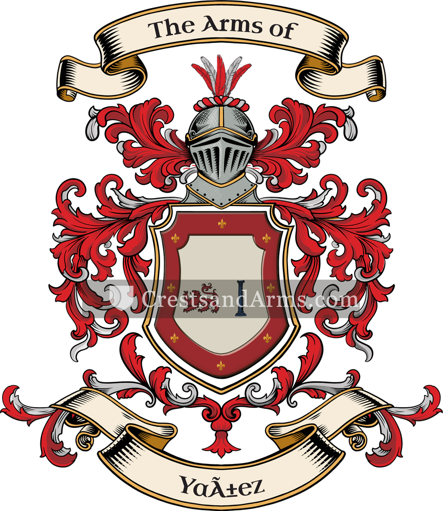 The Yañez coat of arms, drawn from the recorded blazon