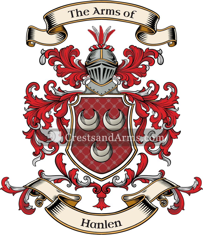 The Hanlen coat of arms, drawn from the recorded blazon