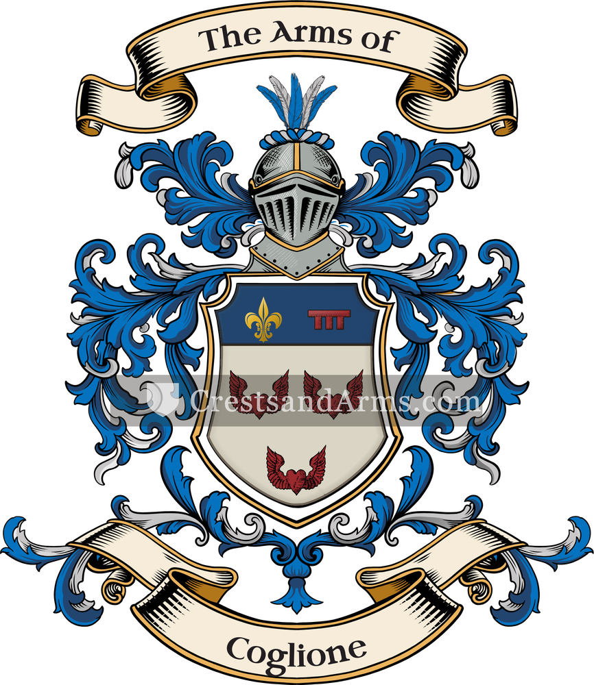 The Coglione coat of arms, drawn from the recorded blazon