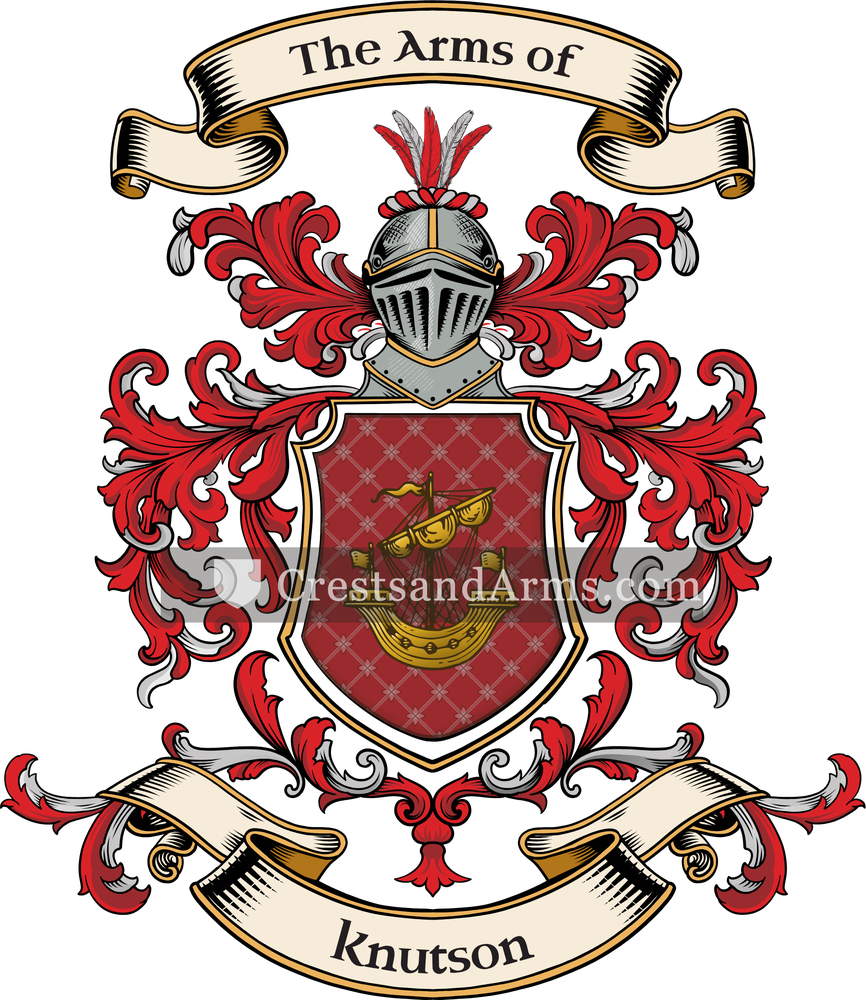 The Knutson coat of arms, drawn from the recorded blazon